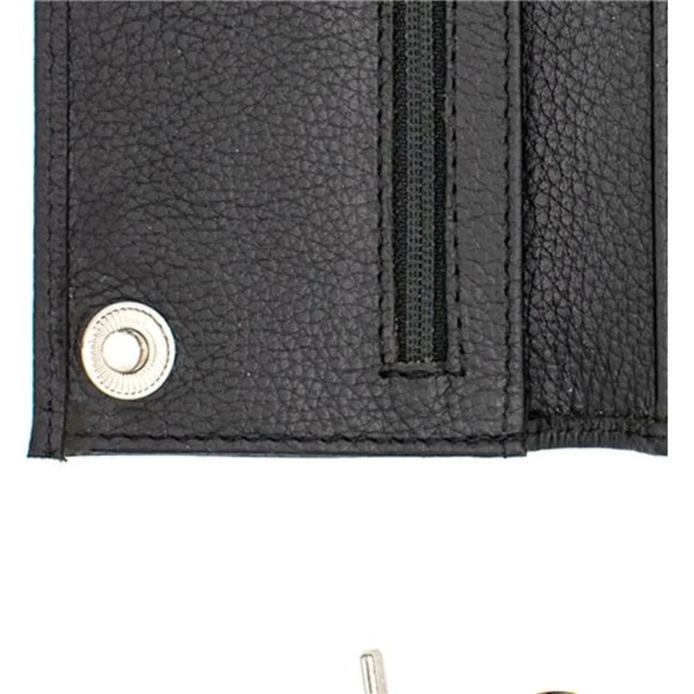 Long Trifold Chain Wallet for Men, Leather Checkbook Cover, RFID Blocking chain